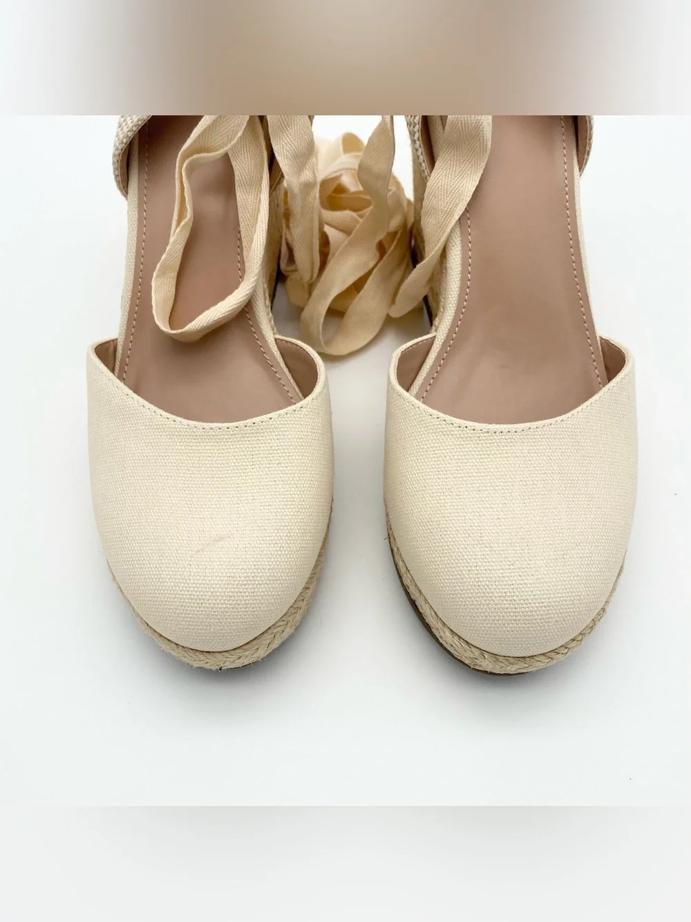 ZBY Espadrilles Wedges Light Beige Women’s Size 7.5